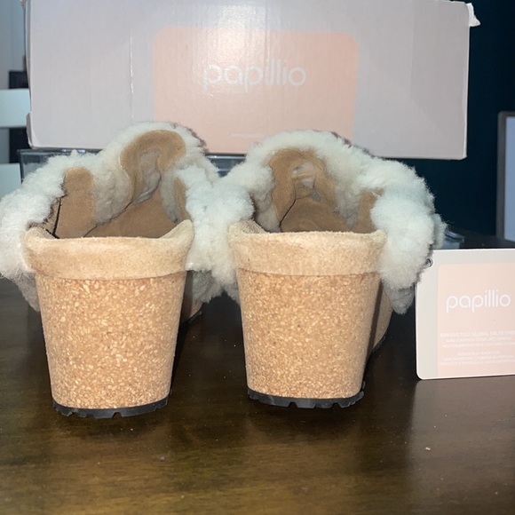 NWB Birkenstock Papillio Fanny Teddy Shearling Wedge clogs - Picture 4 of 8